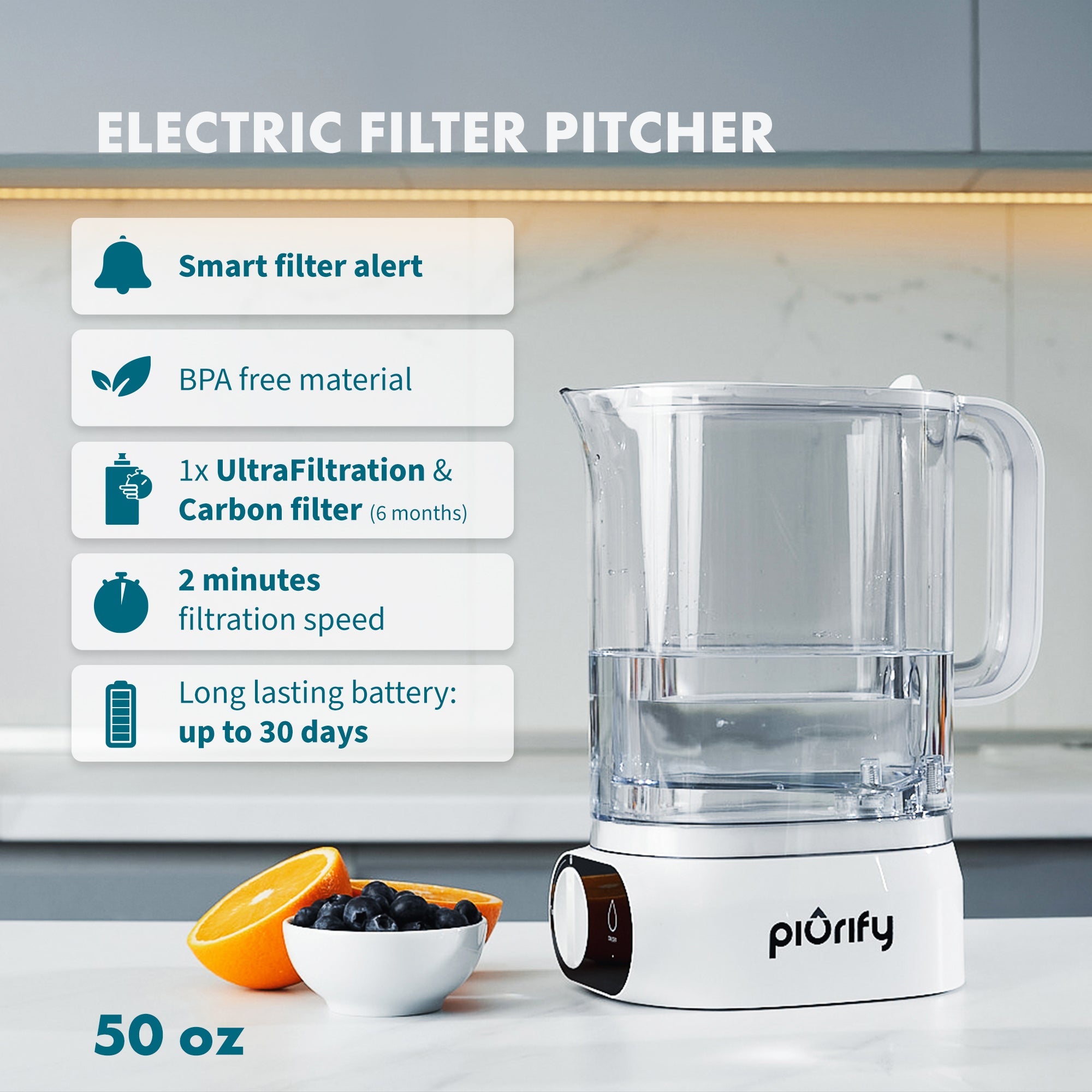 PIURIFY ALCHEMY® Automatic Water Filter Pitcher