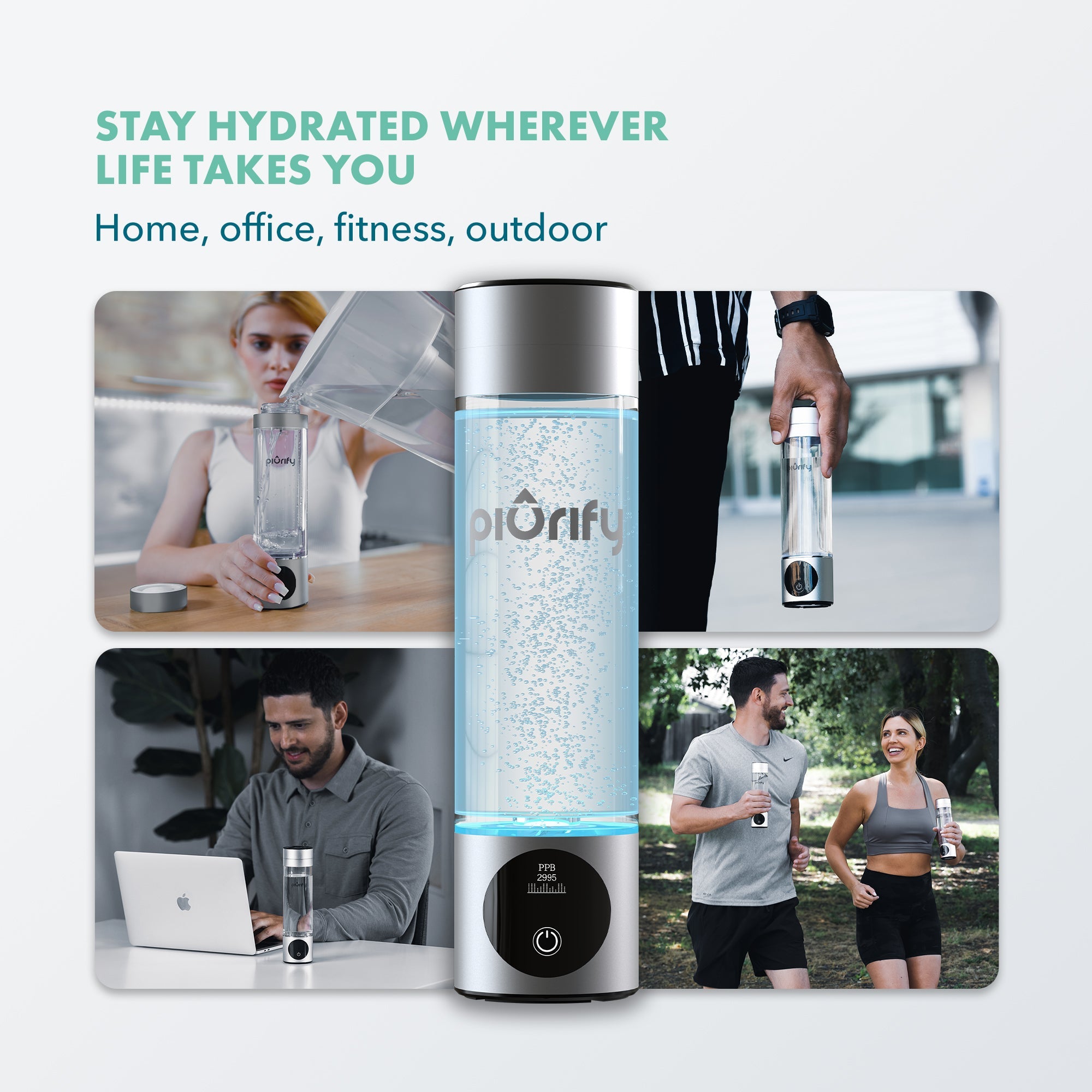 PIURIFY Hydrogenator® Bottle - Silver