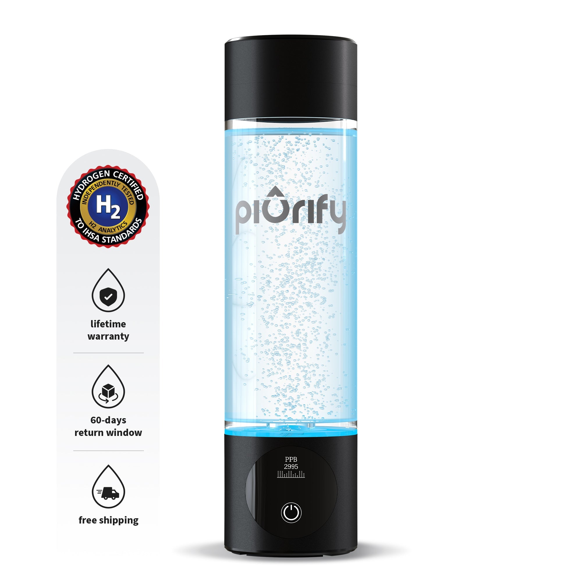 PIURIFY Hydrogenator® Bottle - Black