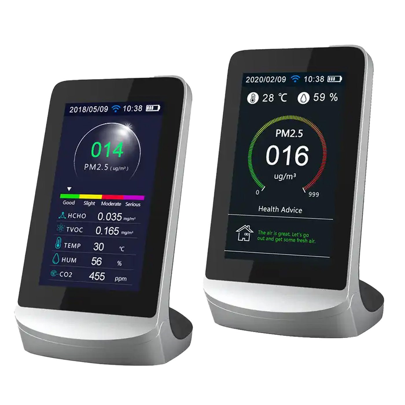 Multi-Function Indoor Air Quality Monitor with Optional WIFI- Monitors CO2, PM2.5, PM10, PM1.0, HCHO, TVOC